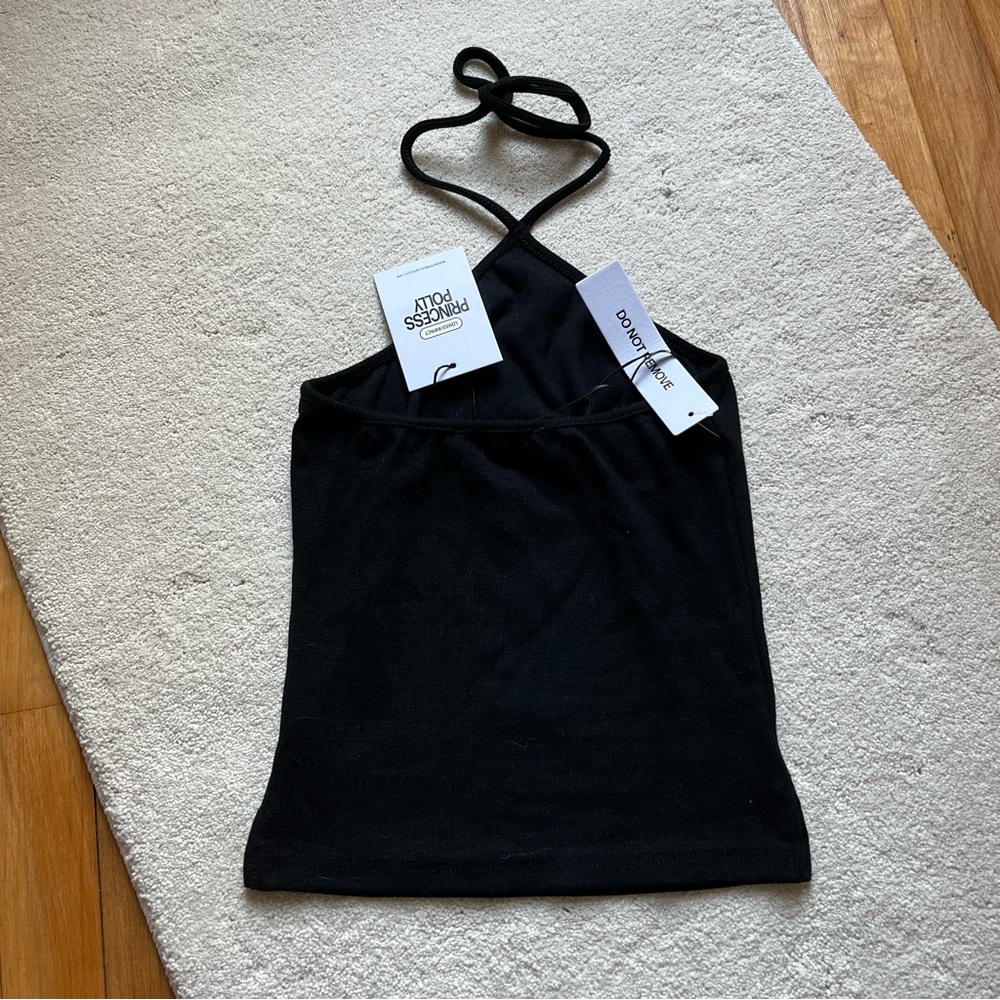Princess Polly Baseline Halter Rib Top Black - Picture 3 of 5